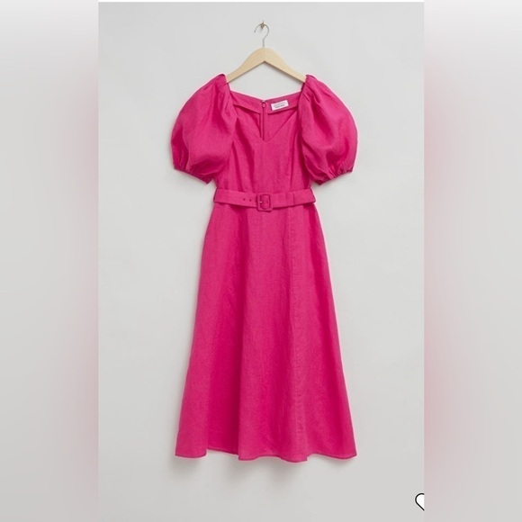 Los Angeles Atelier Hot Pink Midi Dress - Picture 1 of 5